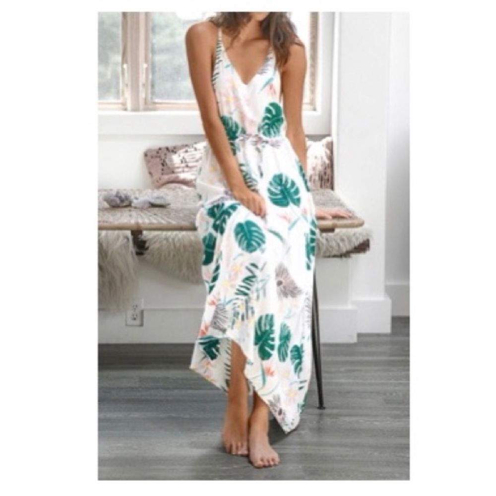 CUPSHE Beach Leafy Print Slip Dress
